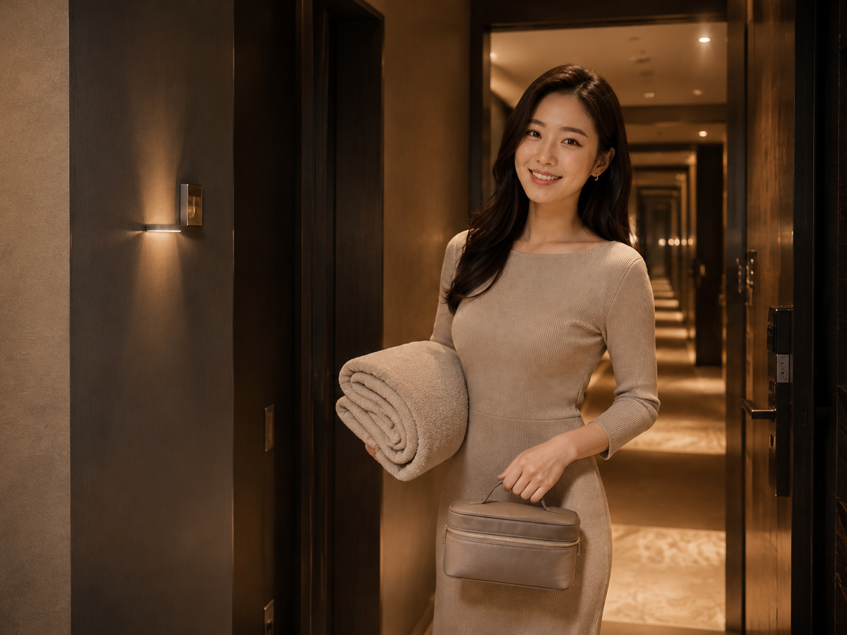 안산 중앙동 방문 홈케어 일정을 준비하는 젊은 성인 한국 여성 관리사